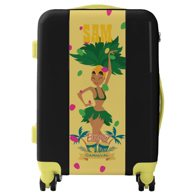 Monogram. Cute Brazilian Girls Carnival Costume. Luggage (Front)