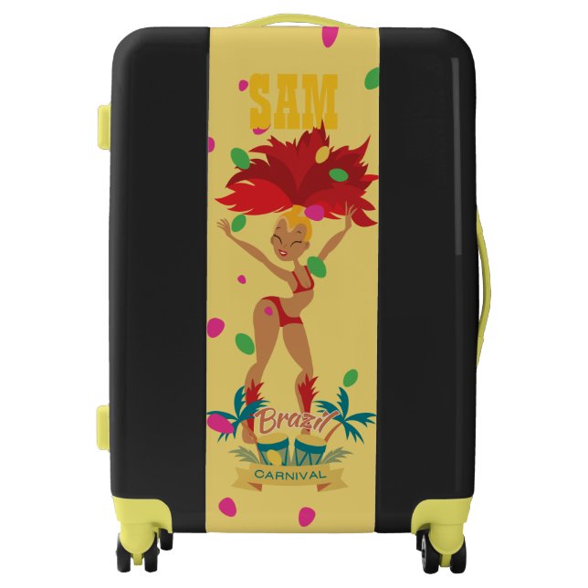 Monogram. Cute Brazilian Girls Carnival Costume. Luggage (Front)