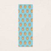 Monogram cute brown teddy bear blue bookmark (Back)