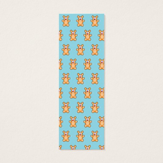 Monogram cute brown teddy bear blue bookmark (Back)