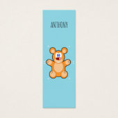 Monogram cute brown teddy bear blue bookmark (Front)