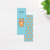 Monogram cute brown teddy bear blue bookmark (Desk)