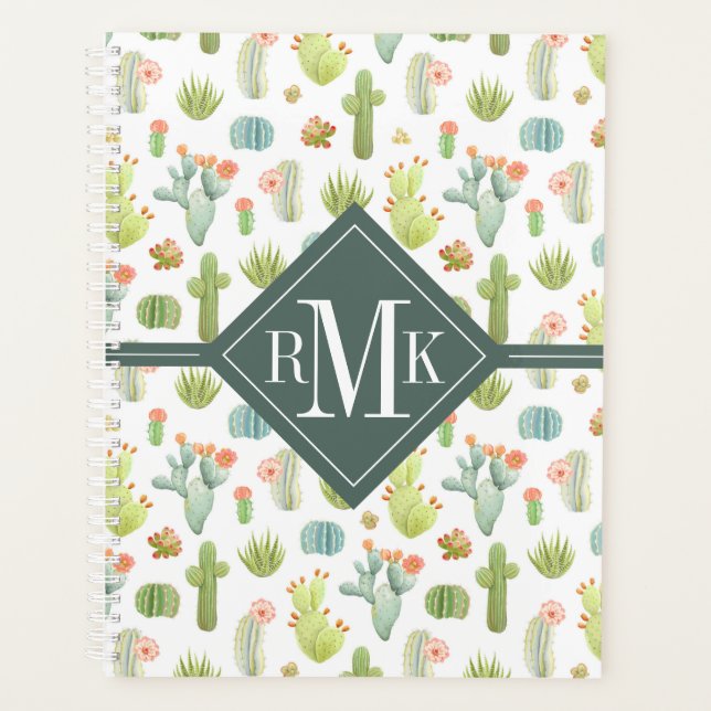 Monogram | Cute Cactus Standing Pattern Planner (Front)