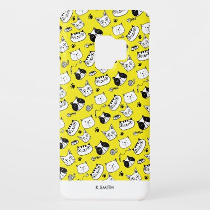 Monogram Cute Cat Pattern Case-Mate Samsung Galaxy S9 Case