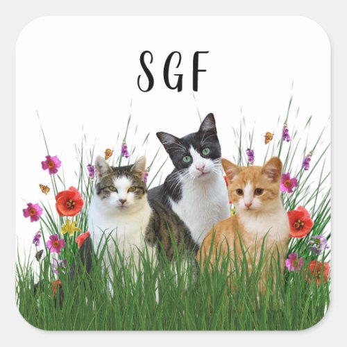 Monogram Cute Cats Sticker