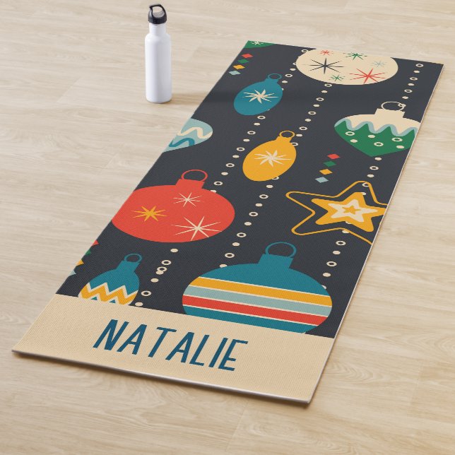 Monogram cute contrast navy and beige Ornaments Yoga Mat (In Situ)