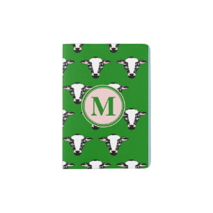 Monogram Cute Cow Face Pattern Passport Holder