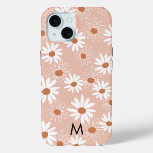 Monogram Cute Daisy Pattern iPhone 15 Case