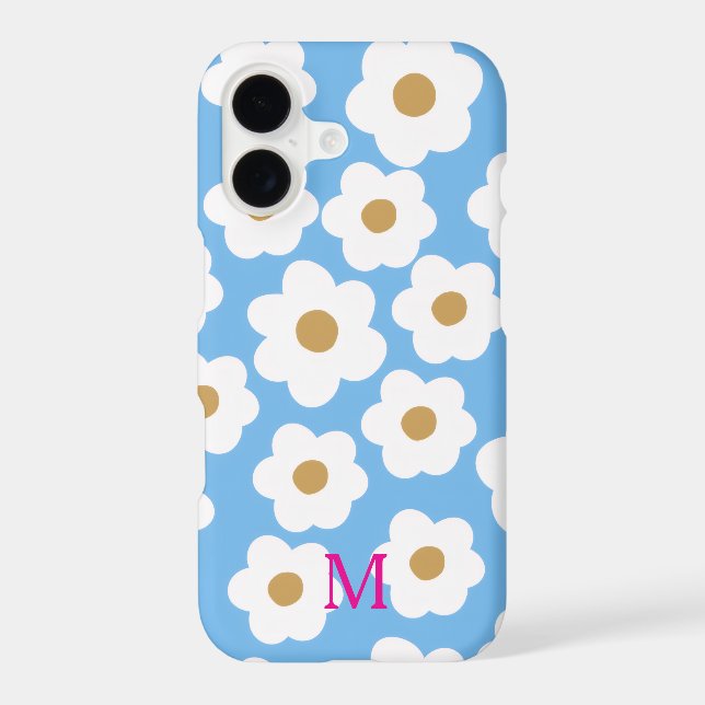Monogram Cute Floral Daisies Pattern Case-Mate iPhone Case (Back)