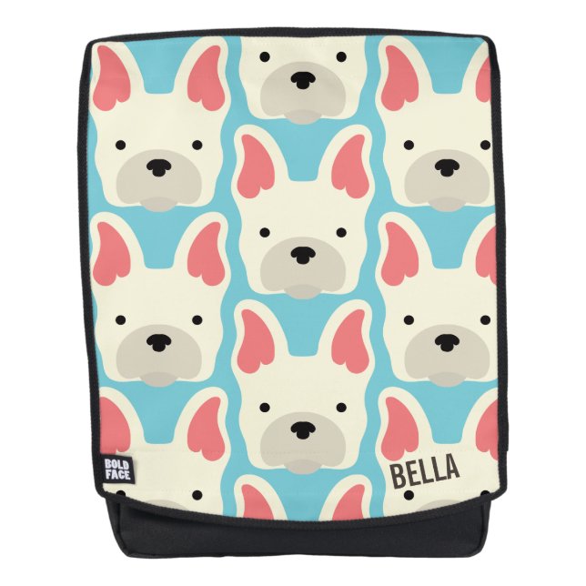 Monogram. Cute French Bulldog. Backpack (Front)