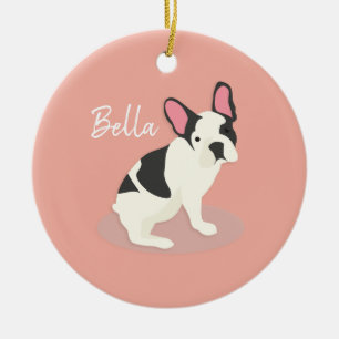 Monogram. Cute French Bulldog. Ceramic Ornament