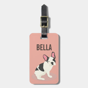 Monogram. Cute French Bulldog. Luggage Tag