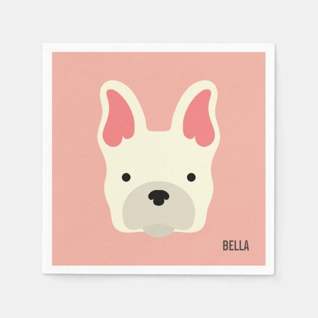 Monogram. Cute French Bulldog. Napkins (Front)