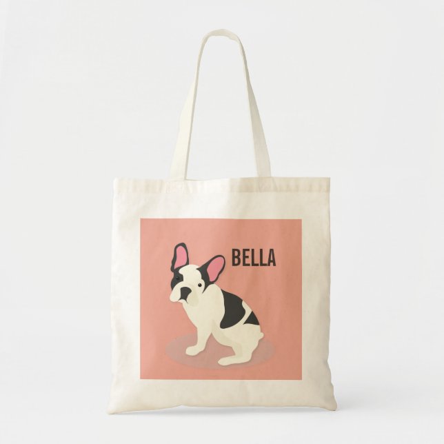 Monogram. Cute French Bulldog. Tote Bag (Front)