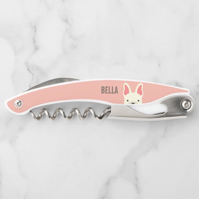 Monogram Cute French Bulldog Waiter's Corkscrew (Back)