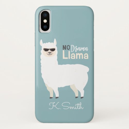 Monogram Cute Funny Alpaca No Drama Llama iPhone X Case