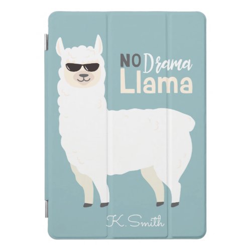 Monogram Cute Funny Alpaca No Drama Llama iPad Pro Cover