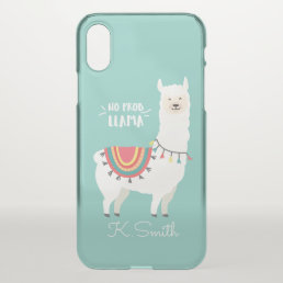 Monogram. Cute Funny Alpaca. No Prob Llama. iPhone X Case