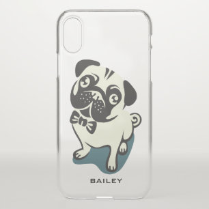 Monogram. Cute & Funny Pug Hipster iPhone X Case