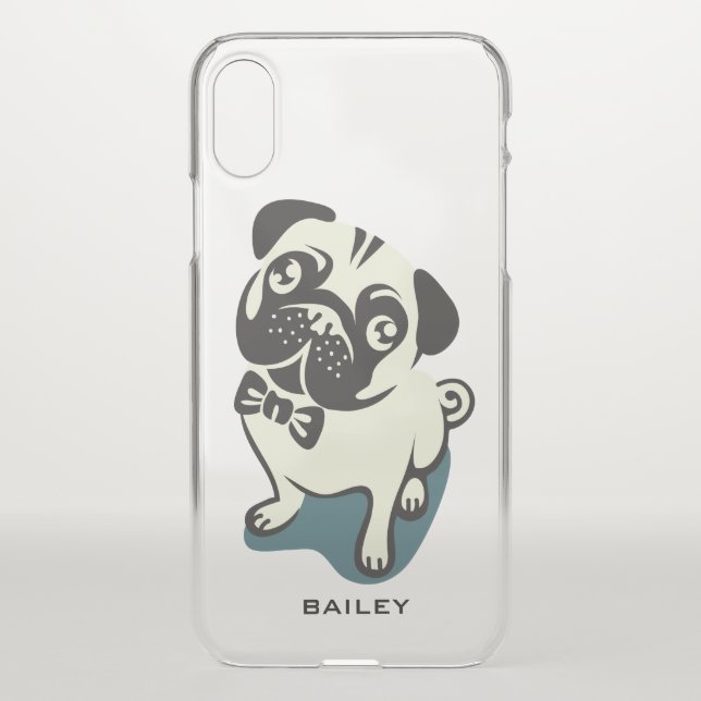 Monogram. Cute & Funny Pug Hipster Uncommon iPhone Case (Back)