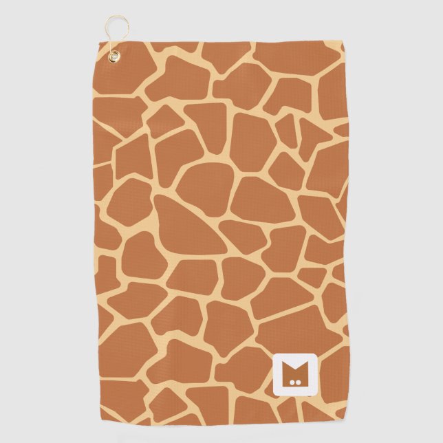 Monogram. Cute Giraffe Safari Pattern Golf Towel (Front)