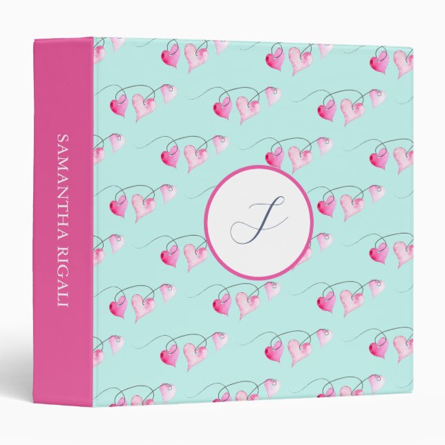 Monogram Cute Girly Binders for Her (Front/Spine)