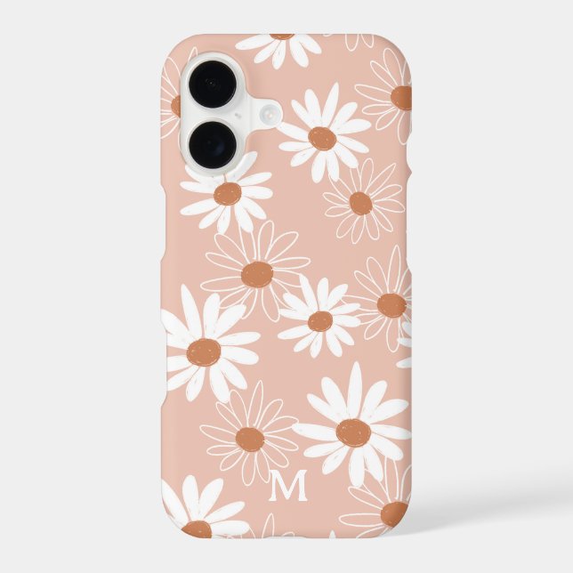 Monogram Cute Girly Floral Daisies  Case-Mate iPho iPhone Case (Back)
