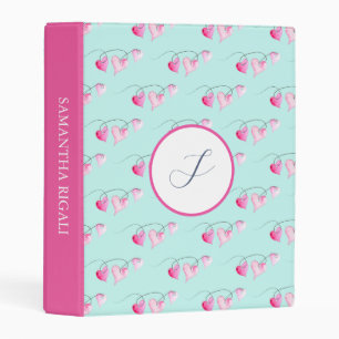 Monogram Cute Girly Mini Binders for Her