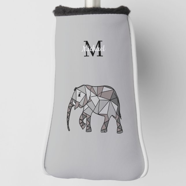 Monogram Cute Graphics Elephant Personalized Black Golf Head Cover (Rotate 90)