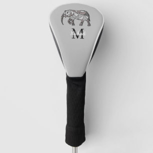Monogram Cute Graphics Elephant Personalized Black Golf Head Cover