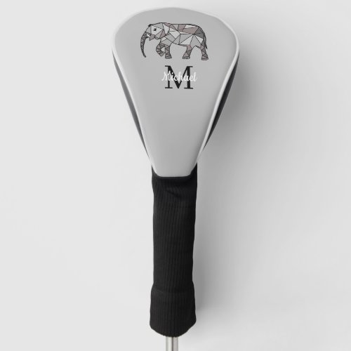Monogram Cute Graphics Elephant Personalized Black Golf Head Cover