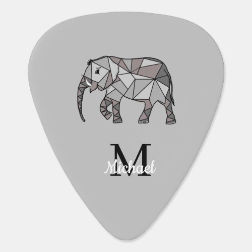 Monogram Cute Graphics Elephant Personalized Black Guitar Pick