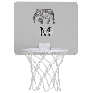 Monogram Cute Graphics Elephant Personalized Black Mini Basketball Hoop