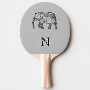 Monogram Cute Graphics Elephant Personalized Black Ping Pong Paddle