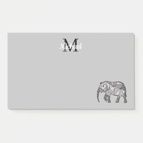 Monogram Cute Graphics Elephant Personalized Black Post_it Notes