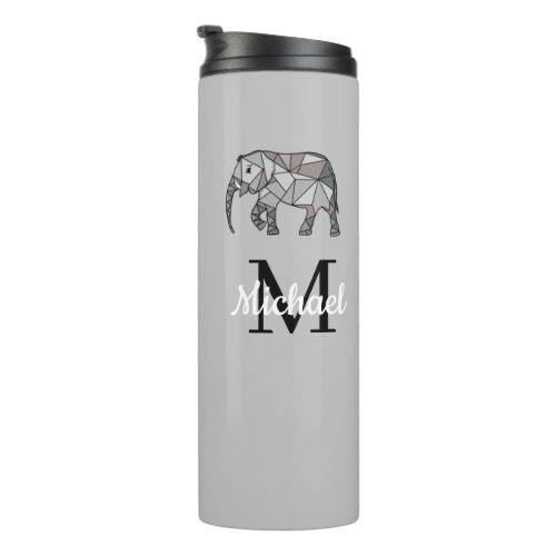 Monogram Cute Graphics Elephant Personalized Black Thermal Tumbler