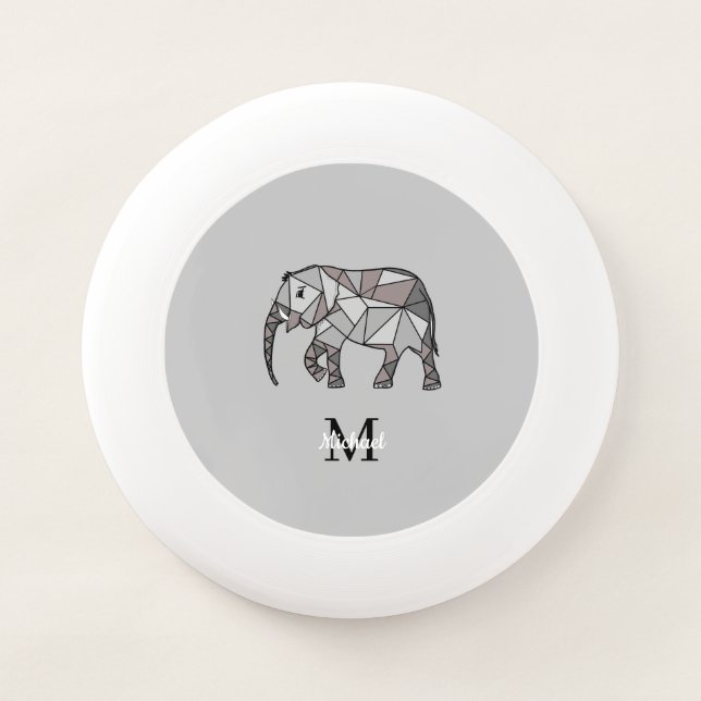 Monogram Cute Graphics Elephant Personalized Black Wham-O Frisbee (Front)