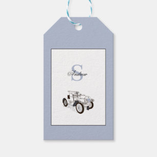 Monogram Cute Graphics Personalized Black Car Gift Tags