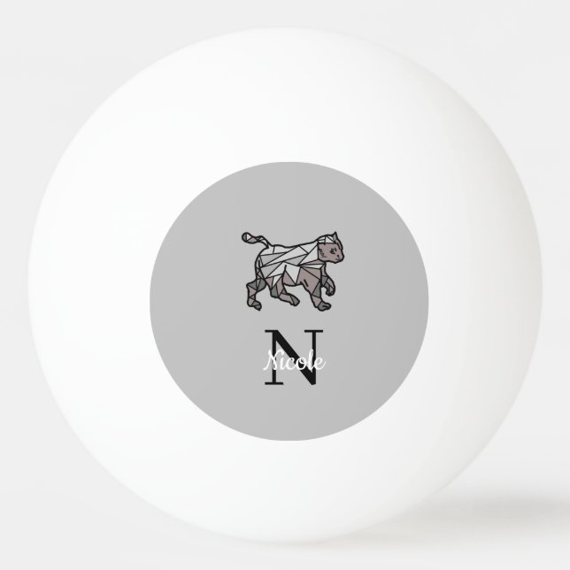 Monogram Cute Graphics Personalized Black Cet Ping Pong Ball (Front)