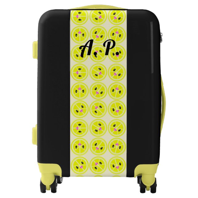 Monogram Cute Kawaii Lemon Fruit Foodie Luggage (Front)