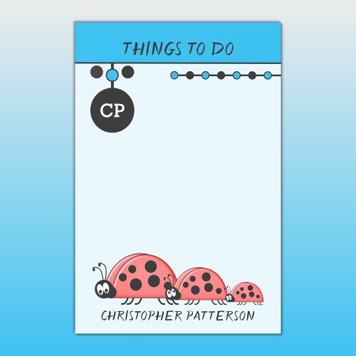 Monogram cute ladybirds things to do blue post_it notes