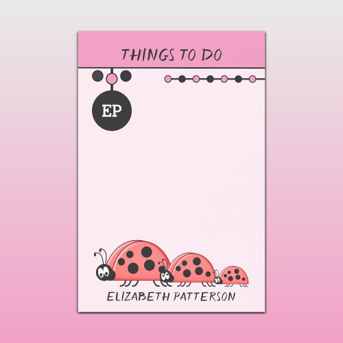 Monogram cute ladybirds things to do pink post_it notes