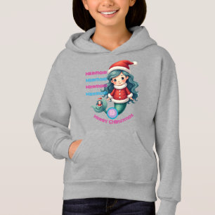 Monogram Cute Little Mermaid Celebrate Christmas  Hoodie