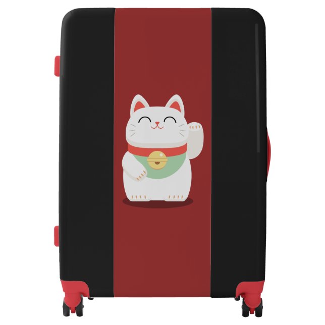 Monogram. Cute Maneki-Neko. Lucky Cat. Luggage (Front)