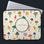 Monogram Cute Mushroom Pattern Modern Trendy Style Laptop Sleeve<br><div class="desc">Cute Mushroom Pattern</div>