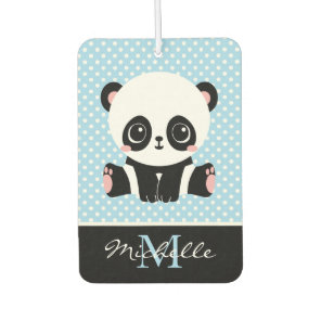 Monogram Cute Panda Bear Personalized Polka Dot Air Freshener