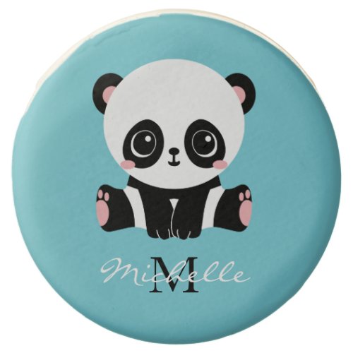 Monogram Cute Panda Personalized Bubble Gum Blue Chocolate Covered Oreo