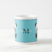 Monogram Cute Panda Personalized Bubble Gum Blue Coffee Mug (Center)
