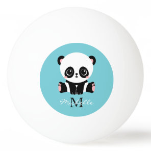Monogram Cute Panda Personalized Bubble Gum Blue Ping Pong Ball