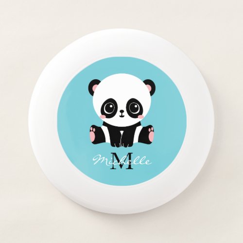 Monogram Cute Panda Personalized Bubble Gum Blue Wham_O Frisbee